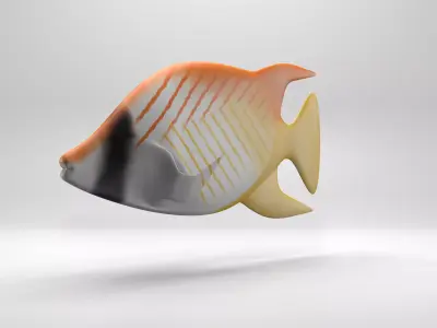 Butterflyfish orange and fish 3D model