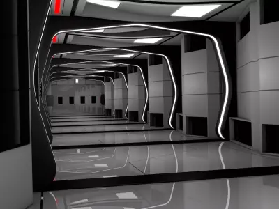 Sci Fi Corridor Futuristic 3D model shop