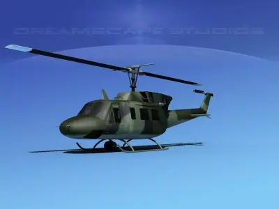 Bell UH-1N Covert Military Low-poly 3D model
