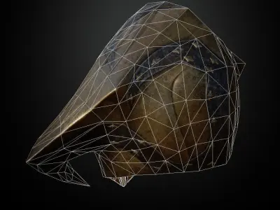 HELMET9 Game Ready golden helmet Low-poly 3D model