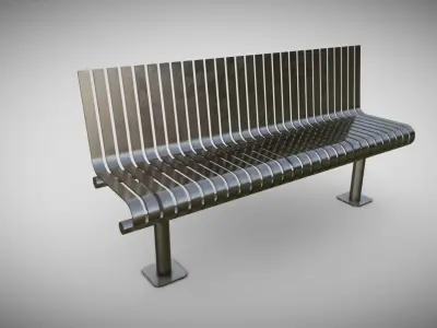 Outdoor Metalic Bench  Low-poly 3D model