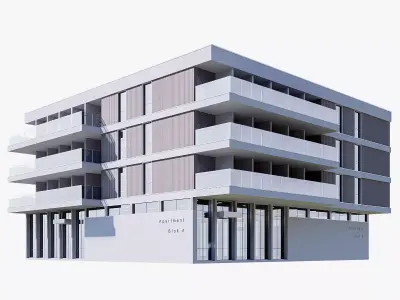 apartment building realistic Low-poly 3D model