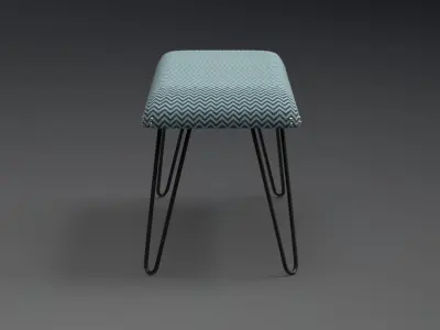 Titus upholstered metal Bench blue zigzag Low-poly 3D model