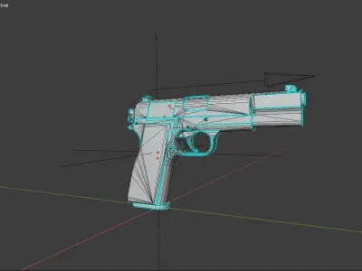 9mm Pistol rigged blender file 3D Model 3D model