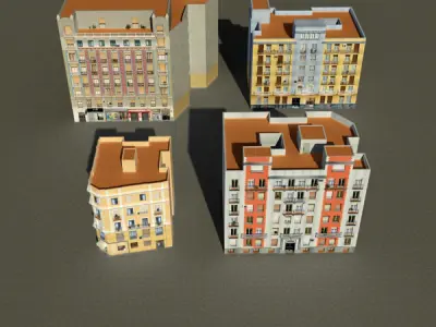 Building Collection 65-68 Low-poly 3D model