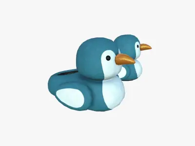 Slippers J02 Blue Penguim Bird - Costume Character Design Low-poly 3D model