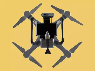 UCAV MILITARY DRONE QUADCOPTER MISSILE TORPEDO ANTI-TANK BOMBER 3D model