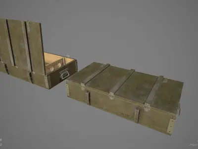 Crate Low Poly Game Ready two wooden boxes Low-poly 3D model
