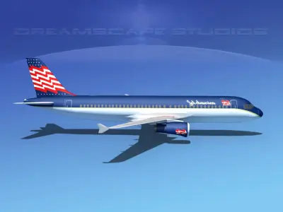 Airbus A320 LP Jet America Low-poly 3D model