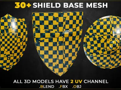 30 Shield Base Mesh Vol-01 Game Ready Low-poly 3D model