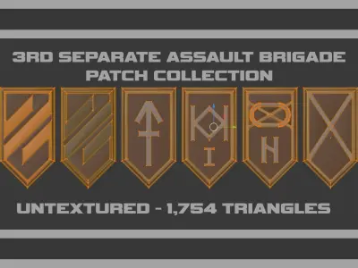 Ukrainian 3rd Separate Assault Brigade - Patches Bundle - PVC Low-poly 3D model
