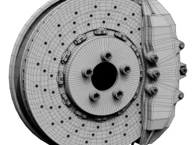 Car braking system for supercars 3D model