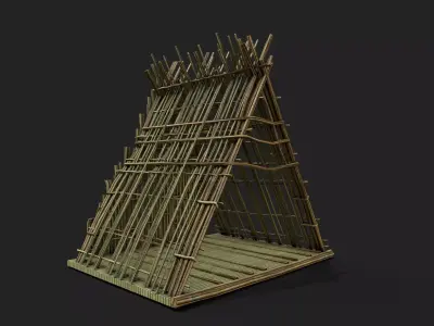 Bamboo Shelter 4 Low-poly 3D model
