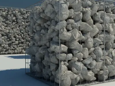 Gabion Stone Wall 2 3D model