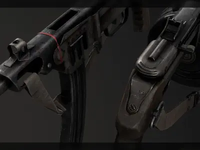 PBR Soviet PPSh-41 Obrez Low-poly 3D model