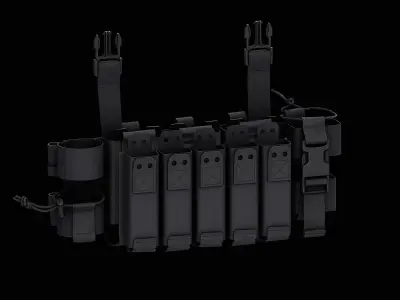 DR Integrated Placard and 5x Handgun Magazine Pouch Low-poly 3D model