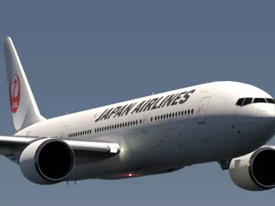ANIMATED Boeing 777-200ER - Japan Airlines Livery 3D model