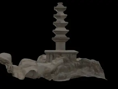  5-story stone pagoda 3D model