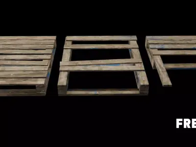 Free Wooden Pallets one full and two broken Free low-poly 3D model