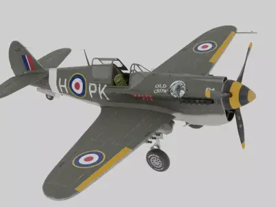 3D Britain Fully Rigged Wwii-Style Fighter Aircraft 3D model