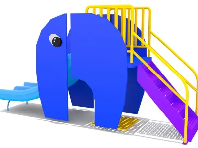 Elephant Playground Slide Free low-poly 3D model