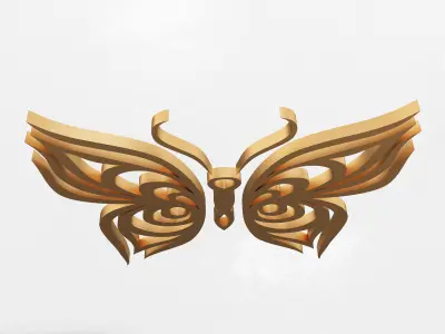 Butterfly Frame Decoration Low-poly 3D model