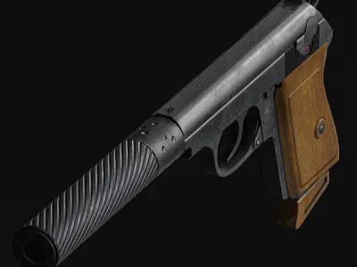 James Bond Walther PPK with Silencer Low-poly 3D model