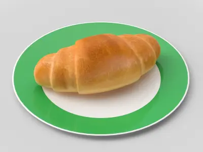 Croissant On Plate 3D model