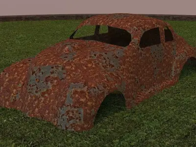 VEHICLE old rusted car in grass Free low-poly 3D model