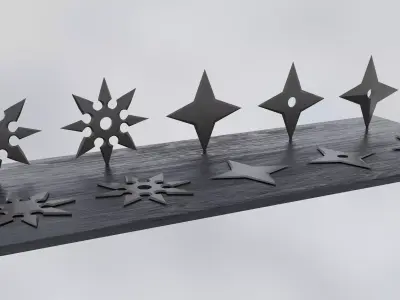 Shuriken Collection Bundle - Game Ready Low-poly 3D model