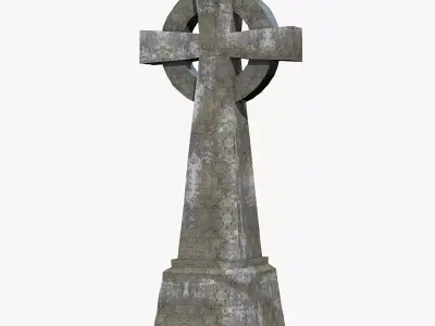 Gravestone celtic cross Low-poly 3D model