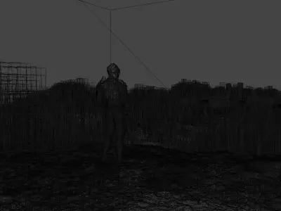 Castle man in armor on hill overlooking Low-poly 3D model