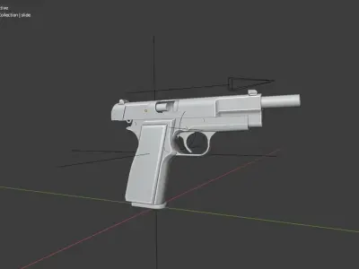 9mm Pistol rigged blender file 3D Model 3D model