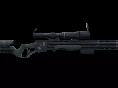 Soviet Cyberpunk Tactical Railgun Sniper 3D Model Low-poly 3D model