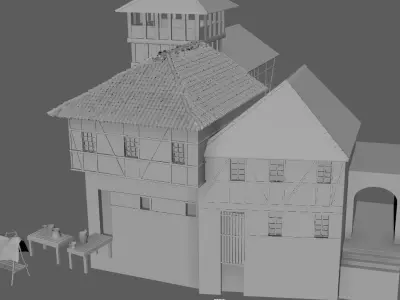 Medieval Town Low-poly 3D model