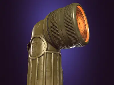 USA old Flashlight Low Poly PBR 2K Low-poly 3D model