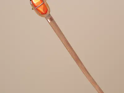 Old wooden staff Low-poly 3D model