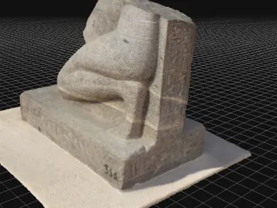 Real Scan Lower part of broken kneeling Egyptian statue 3D model