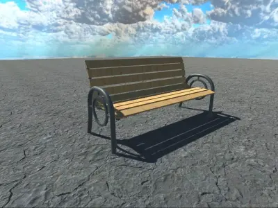 Bench wooden in desert Free low-poly 3D model