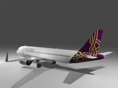 Vistara Airbus a320neo 3D model Low-poly 3D model