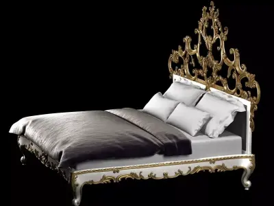 Venetian king gold decorated bed 3D model