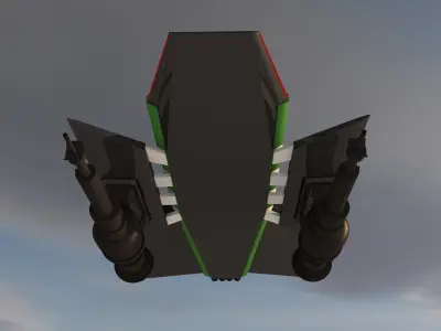 Spaceship fighter jet with stripes 3D model