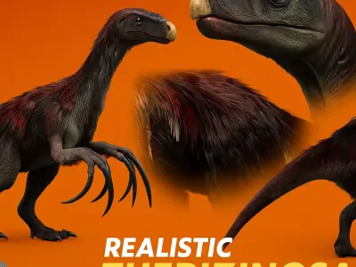 Realistic Therizinosaurus Low-poly 3D model