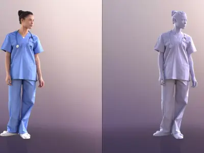 Diana 10896 Standing Nurse With Stethoscope Free low-poly 3D model