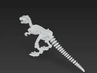 Mechanical Articulated Stylized Dinosaur Skeleton 3D model