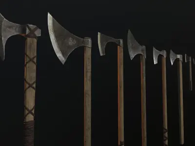 Viking Weapons and Shields Game Ready Models Low-poly 3D model