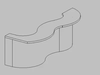 Modern S-Curve Bar Counter  Organic Wave Design 3D model