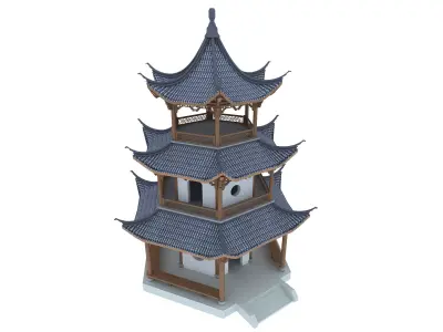 Chinese tower Low-poly 3D model
