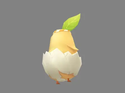 Cartoon new born chick - newborn bird Low-poly 3D model