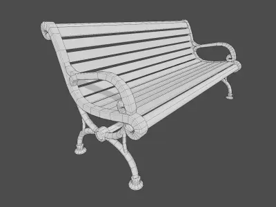 Victorian street bench Low-poly 3D model